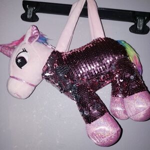 Unicorn purse pink sequinced little Girls over the shoulder bag